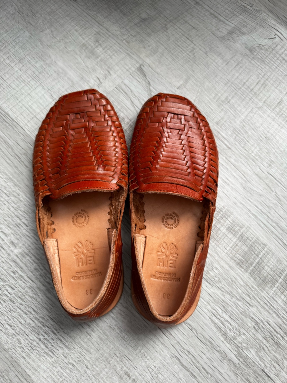 Handwoven Leather Slip-On Loafers - Tan